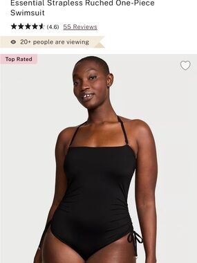 Victoria's Secret Black Strapless Ruched One-Piece Swimsuit